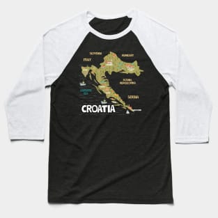 Croatia illustrated map Baseball T-Shirt